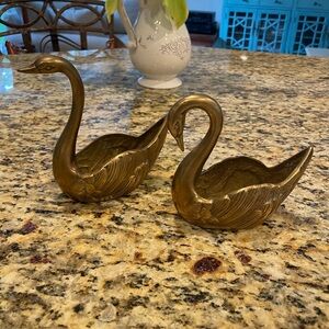 Pair of Brass Swan Planters 🦢